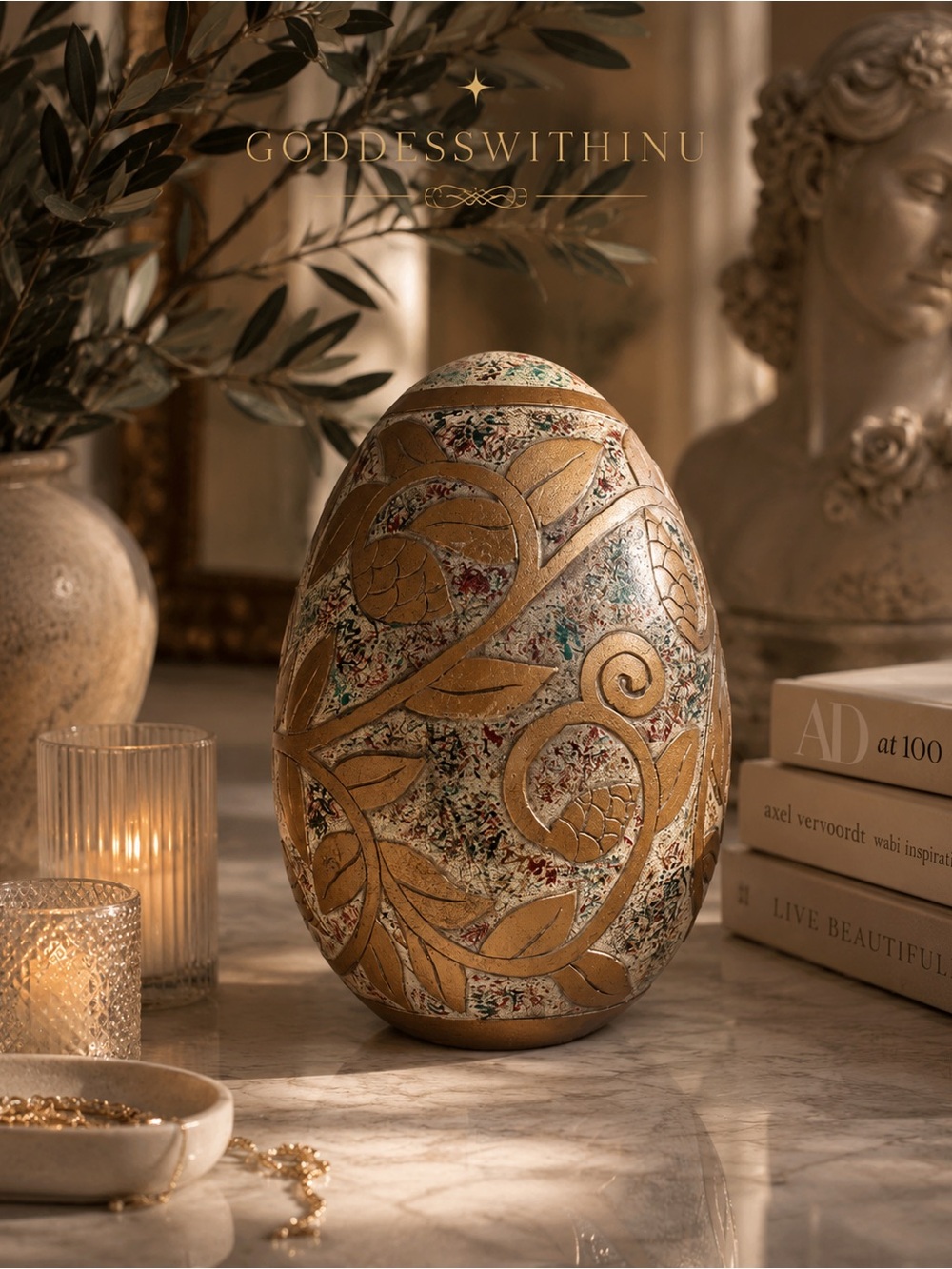 Oversized Ceramic Egg Decor | Minimalist Modern | Paintable
